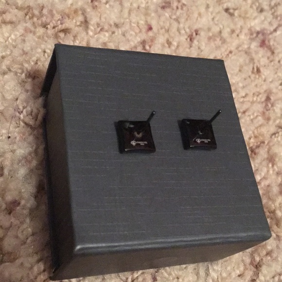 Men's Stainless Steel Black IP CZ Earrings - Picture 3 of 4